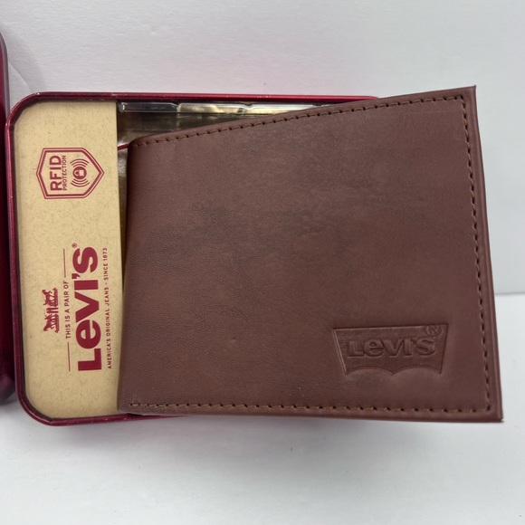 LEVI'S, MENS BROWN SINGLE FOLD MEN'S WALLET, RFID PROTECTION - Picture 3 of 16